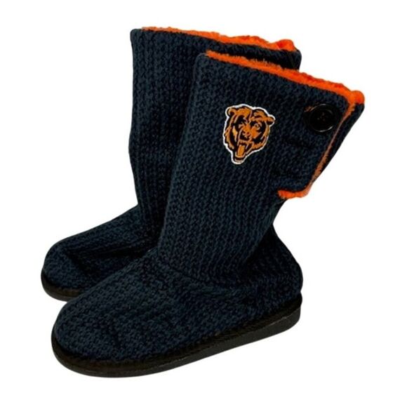 NWT NFL Chicago Bears Forever Collectibles Knit High End Button Boot Slipper S - Picture 1 of 8